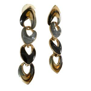 Elegant Two Tone Curvy Link Drop Earrings Gold & Silver Statement Jewelry